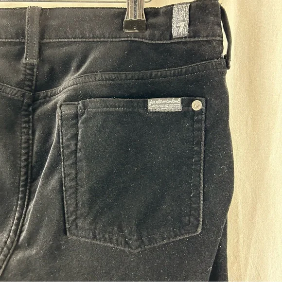 7 For All Mankind Skinny Black Velvet Jeans Size 29 - Picture 5 of 8